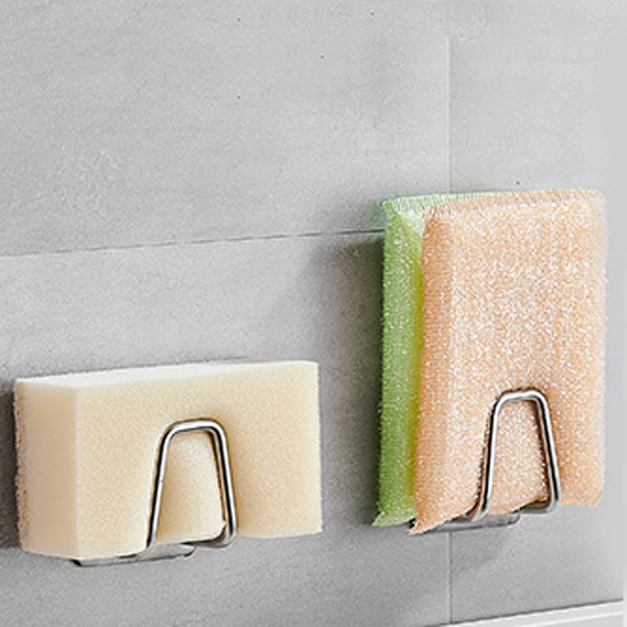 

Sink Cleaning Sponges Holder Self Adhesive Sponges Drain Racks Kitchen Bathroom Towel Holder Tools Organizer Towel Drying Hooks