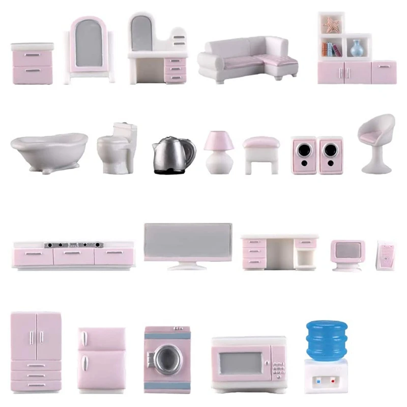 

23 Pcs Miniature Furniture Kit Mini Furniture Decoration Set Miniature Dollhouse Accessories For Kid Gifts