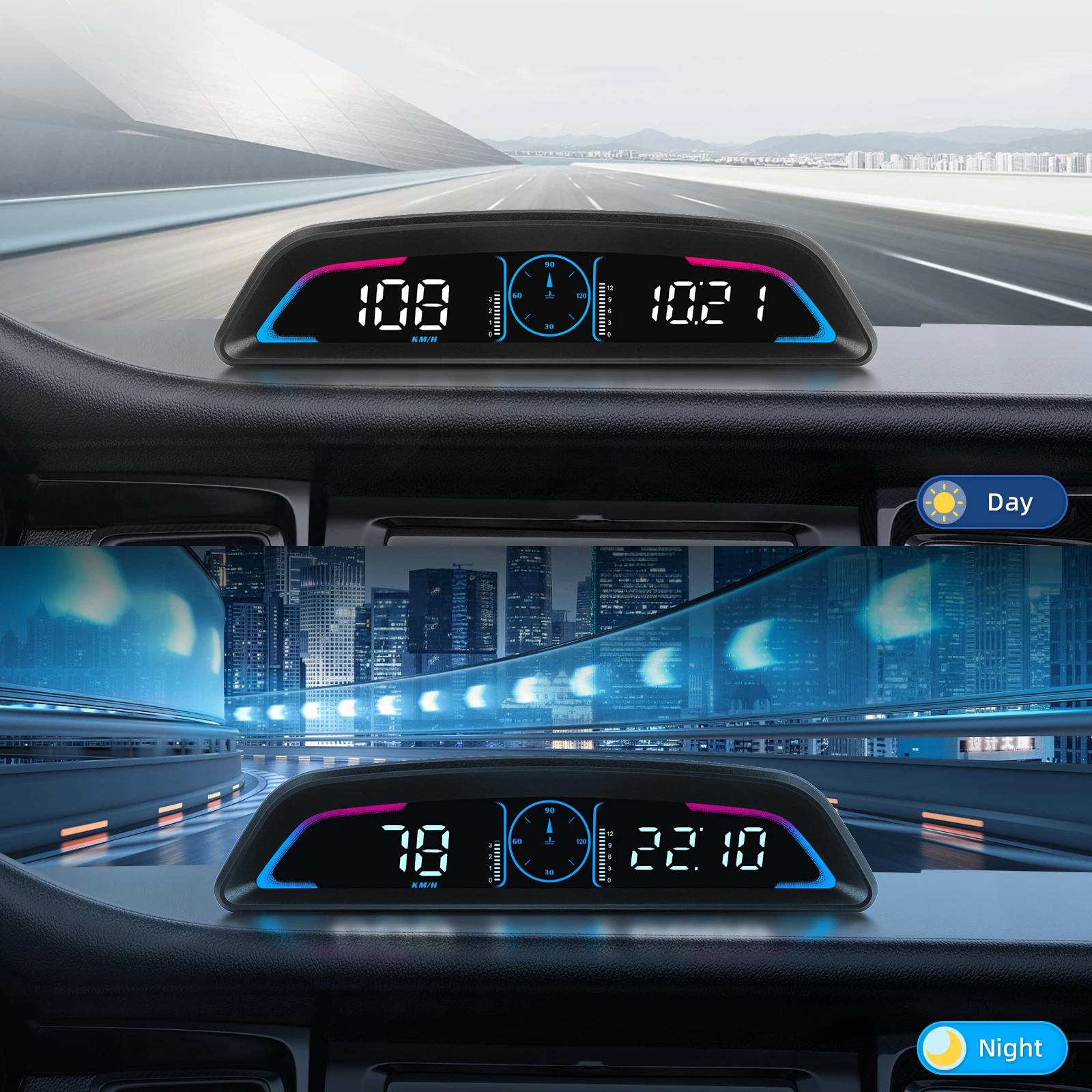 Автомобильный дисплей B3 OBD HUD на лобовом стекле цифровая скорость оборот в минуту
