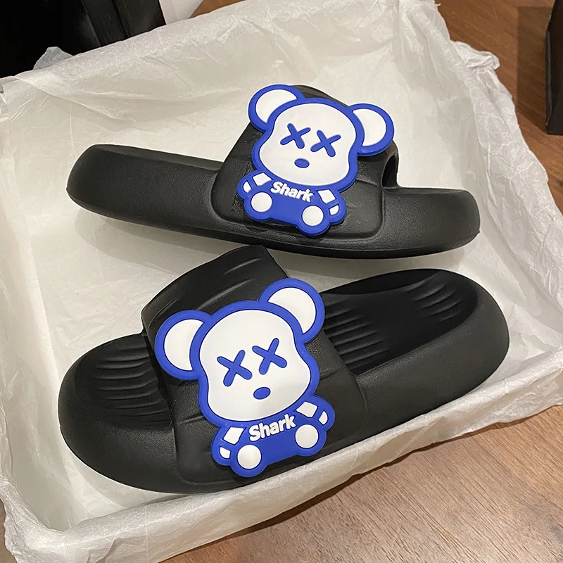 Shevalues Soft Thick Bottom Slippers Women Summer Indoor Cartoon Non-slip Slippers Men Home Bath Slides Outdoor Fashion Sandals