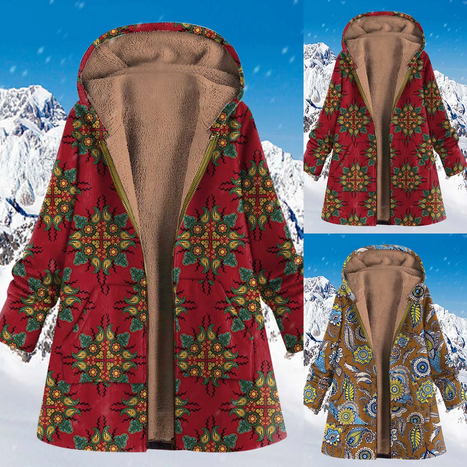 

Женский пуловер с флисовой подкладкой h, женская зимняя куртка, куртка с принтом, пальто для отдыха, Женское пальто с капюшоном