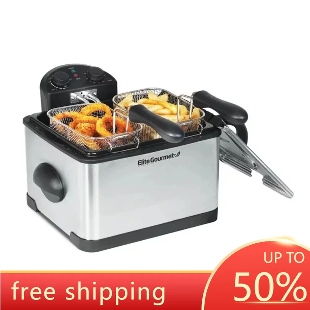 

4Qt двойная фритюрница с 3 корзинами, стандартная электрическая фритюрница для масла, машина для вздувания хлопьев, фритюрница для жарки