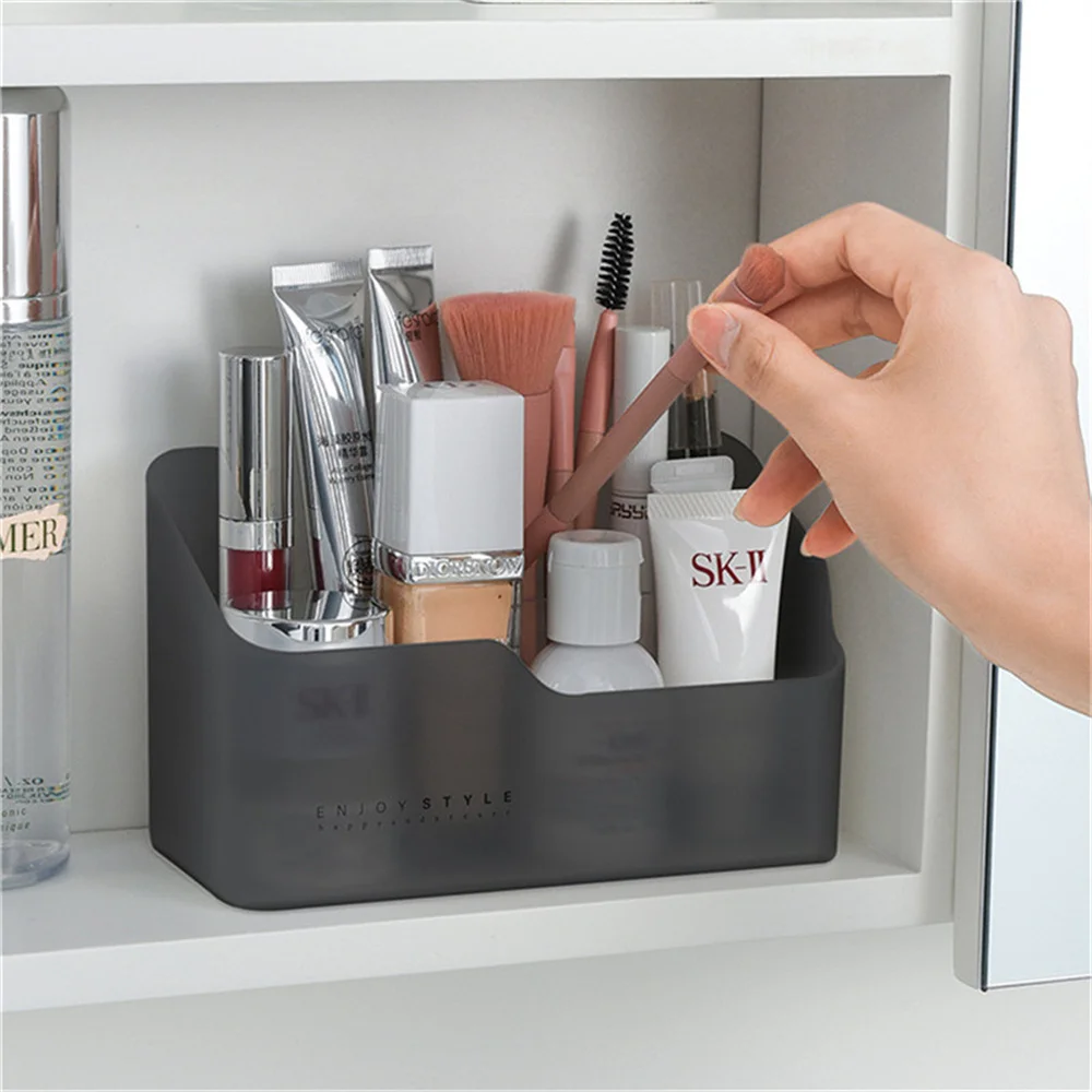 

Mirror Cabinet Storage Box Frosted Cosmetic Storage Modern Simplicity Desktop Storage Holder With Partition Multi-purpose Box