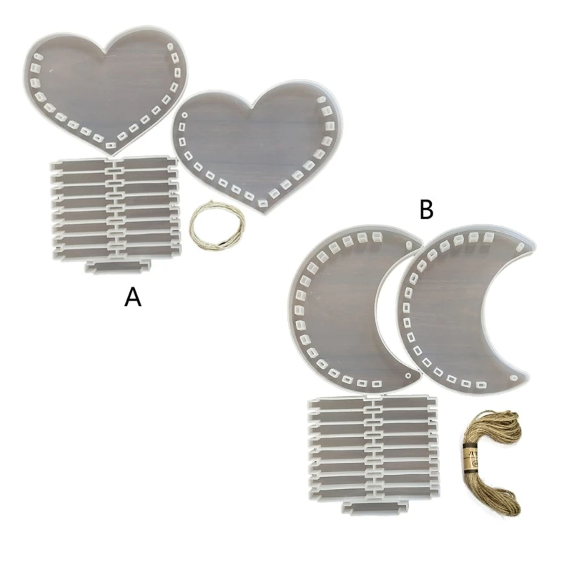 

4XBF Moon Love Heart Handbag Epoxy Resin Mold Plant Flower Hanging Basket Silicone Mould DIY Crafts Ornaments Home Decorations