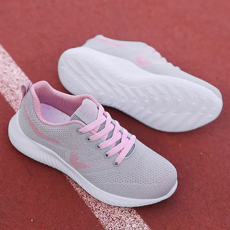 New Fashion Weave Women's Vulcanize Shoes Casual Light Breathable Air Mesh Women Sneakers Outdoor Walking Lace Up Women's Shoes
