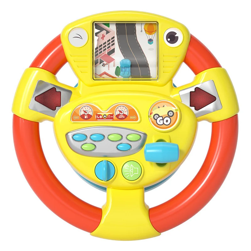 

Electric Steering Wheel Simulate Driving Car Baby Copilot Stroller Toys Early Educational Infant Shining Kids Gifts Age 1-6