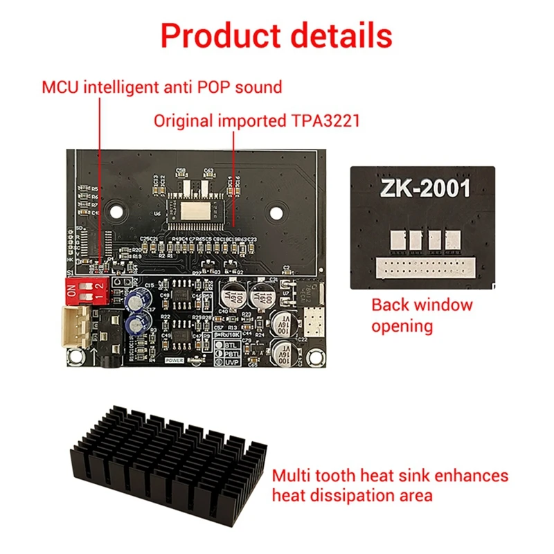 ZK-2001 плата цифрового усилителя 2 1 каналов 2X100W + 200W сабвуфер TPA3221 модуль Bluetooth с