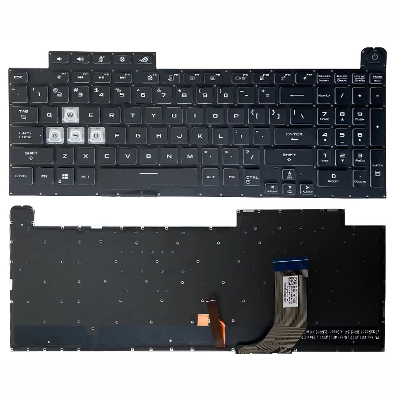 New US Laptop Keyboard For ASUS ROG Strix G731GT G731GU G731GV G731GW Silver Black | Replacement Keyboards