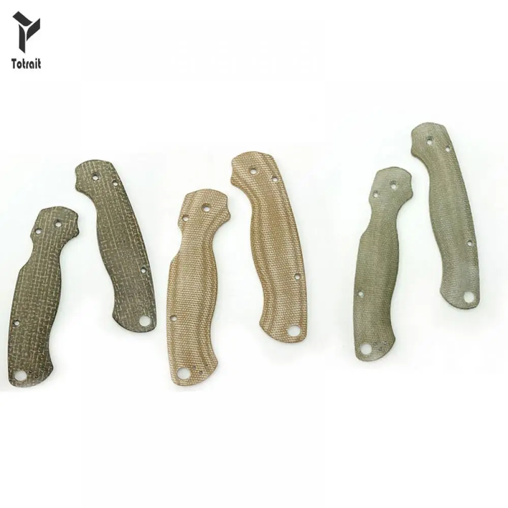 

High Quality Totrait Tatical 1Pair Micarta Material Folding Knife Handles For SpydercoParamilitary 2 C81 Hunting Accessories