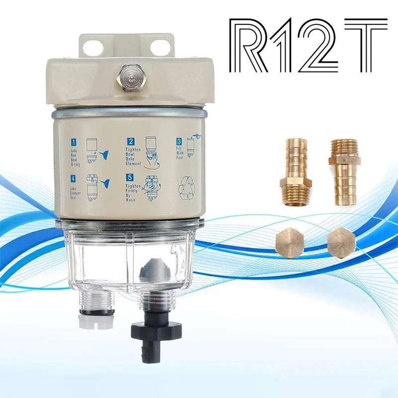 

Fuel Filter Water Separator Assembly With Fittings For 3/8 NPT Outboard Motors Car Boad Garden M18 X 1.5