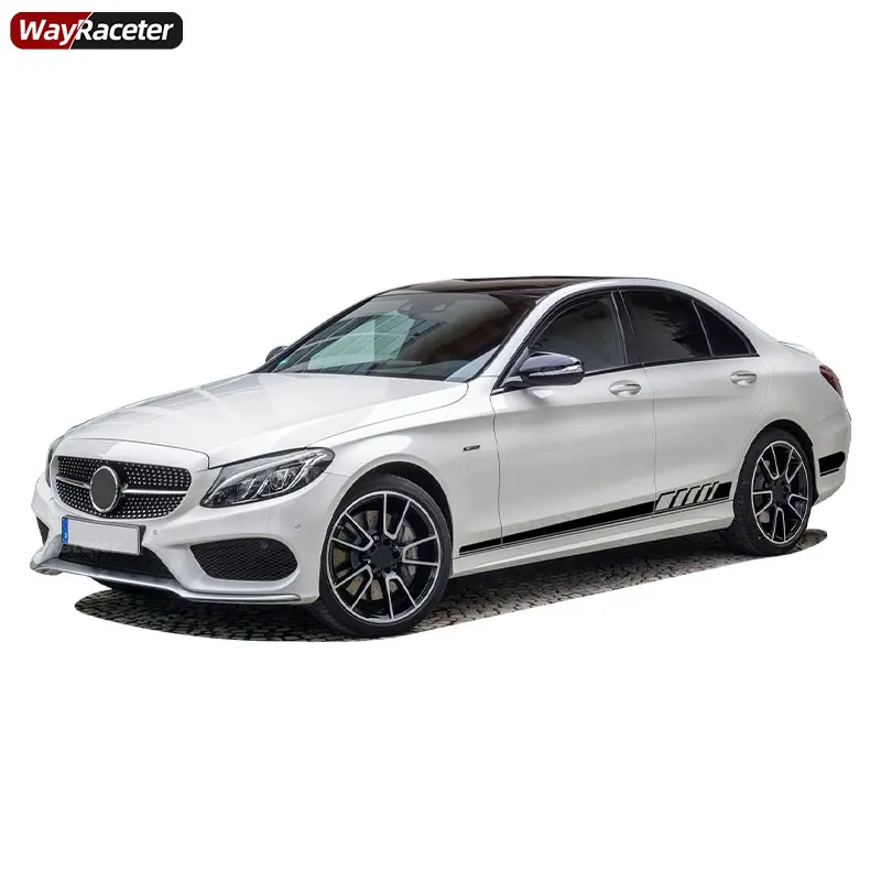 Наклейка на юбку с одной дверью и боковыми полосками для Mercedes Benz W205 C63 AMG C Class Coupe C205