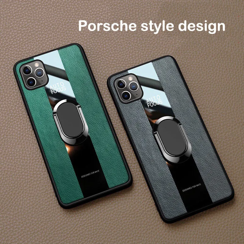 

Чехол для телефона с магнитным кольцом для iphone 12 11 Pro X 7 6 6S 8 Plus XR XS Max Porsche, кожаный чехол для iphone 11, чехлы для телефонов