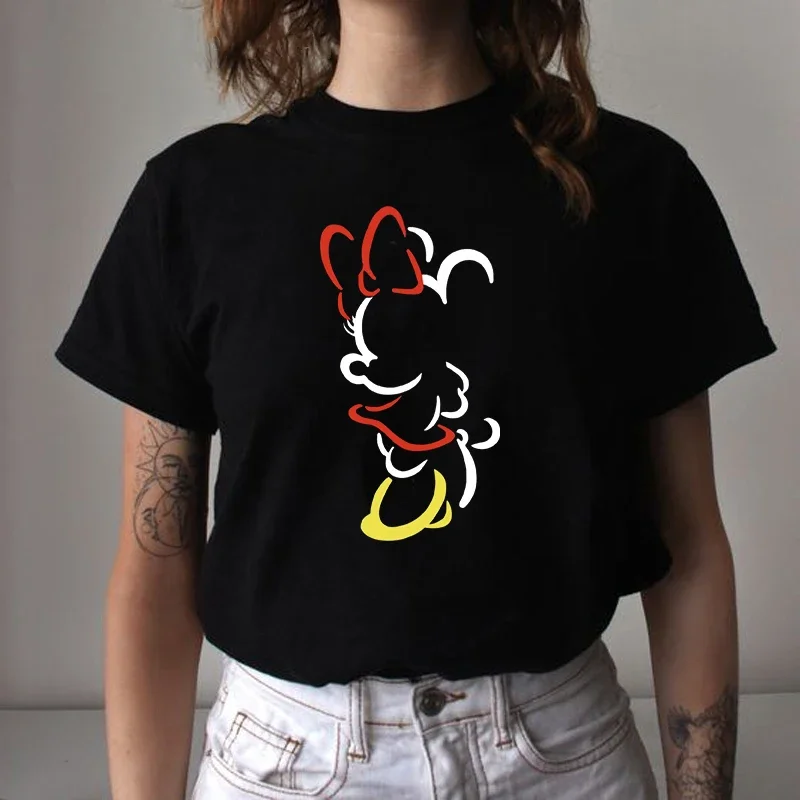 Футболка женская с изображением Микки и Минни Маус