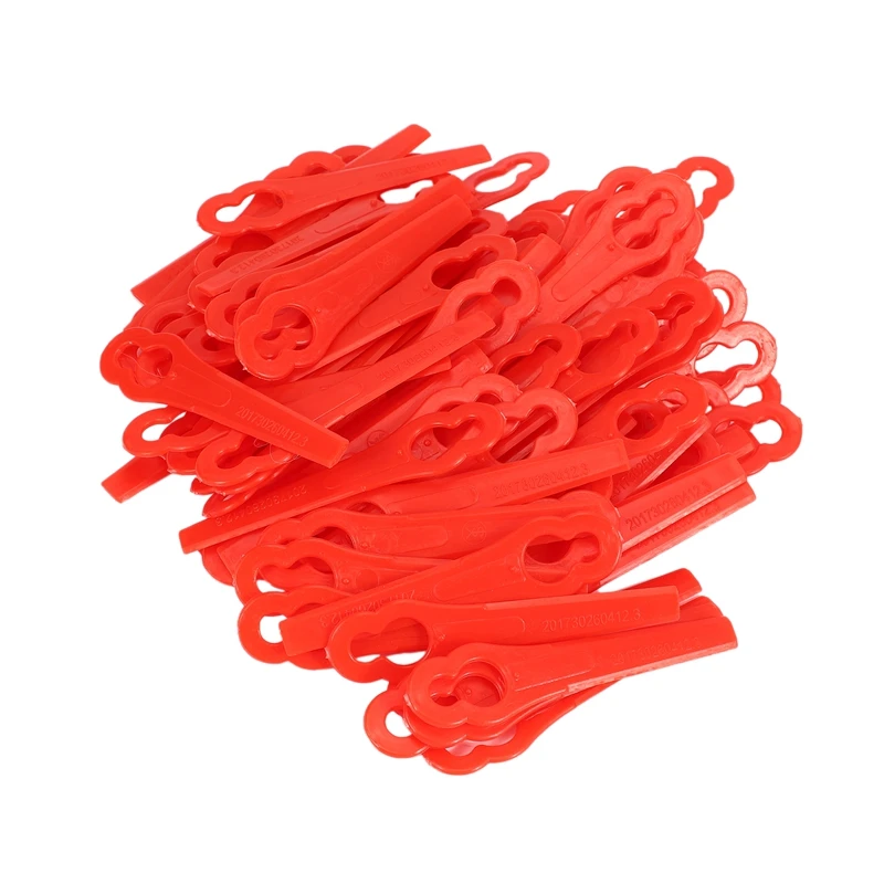 

HOT SALE 100Pcs Swing Plastic Blade Pendants Cutter For Florabest Cordless Grass Trimmer Brushcutter Awn Mower Garden Tool Acces