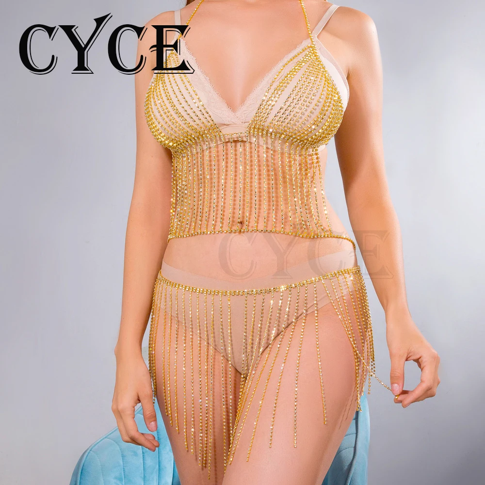 

Цепочка-кисточка CYCE с кристаллами Женская, Модный комплект с цепочкой для груди и юбки, пикантное Ювелирное Украшение для тела Бикини