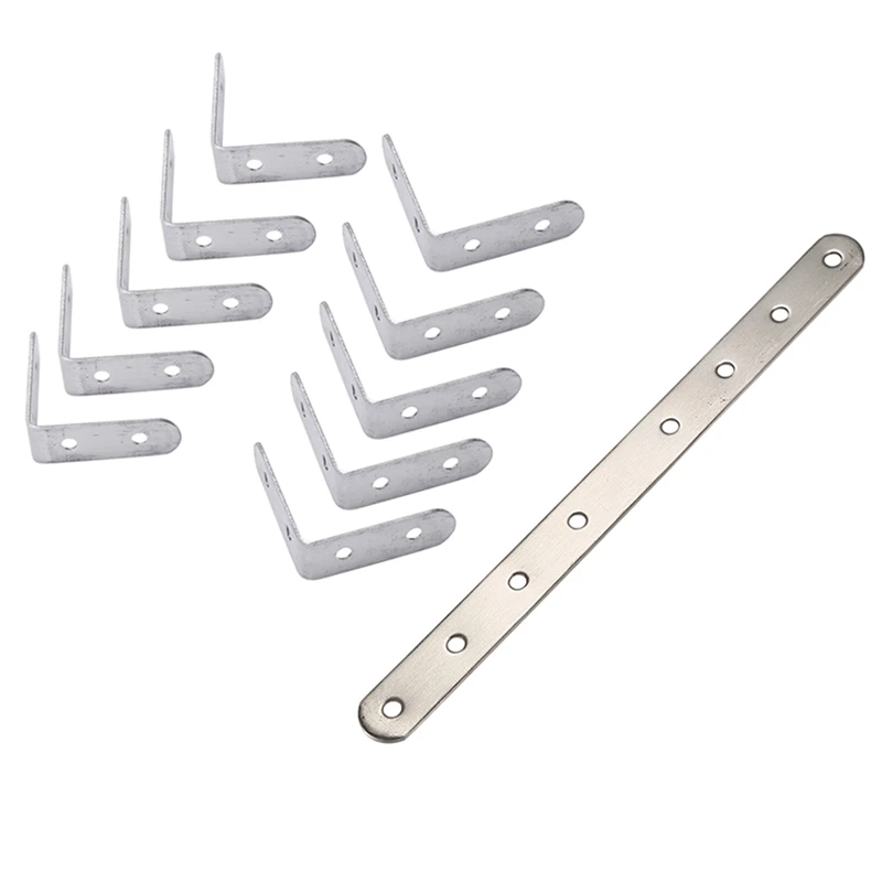 

11 Pcs Stainless Steel Shelf Support Corner Brace Angle Bracket, 10Pcs 50X50mm & 1Pcs 250X20mm