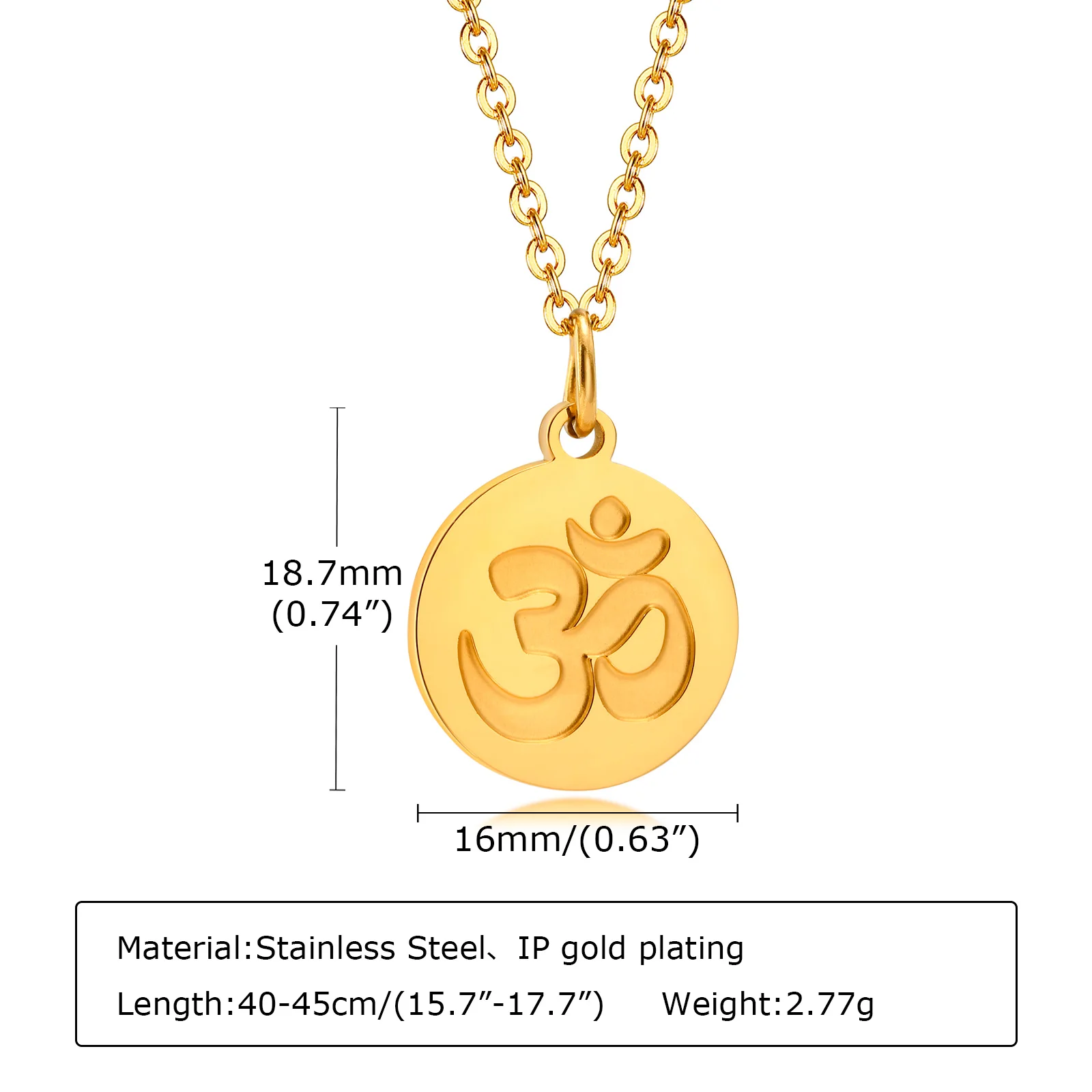 Yoga OM Pendant Necklace for Women, Stainless Steel Inspirational Aum Necklace, Disc Ohm Jewelry images - 6