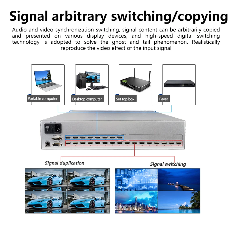 HDMI Matrix Switcher 8x16 4K60Hz Professional Rack HDMI Matrix Switch Splitter Support HDCP2.2/HDMI2.0/EDID/RS232/TCP/IP Control enlarge