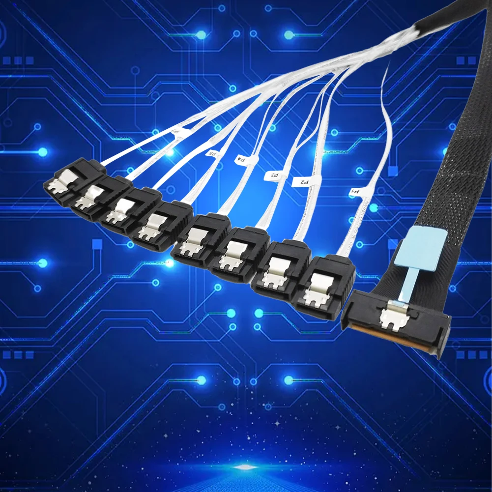 0 5 М PCI-E Slimline SAS SFF-8654 Кабель 8I–8X SATA PCIe5.0 X8–8*SATA Шнур 74P к 8*SATA 7P