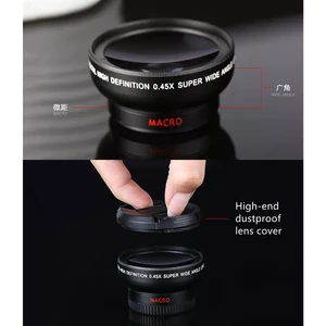2 IN 1 Lens Universal Clip 37mm Mobile Phone Lens Professional 0.45x 49uv Super Wide-Angle+Macro HD Lens for IPhone for Android