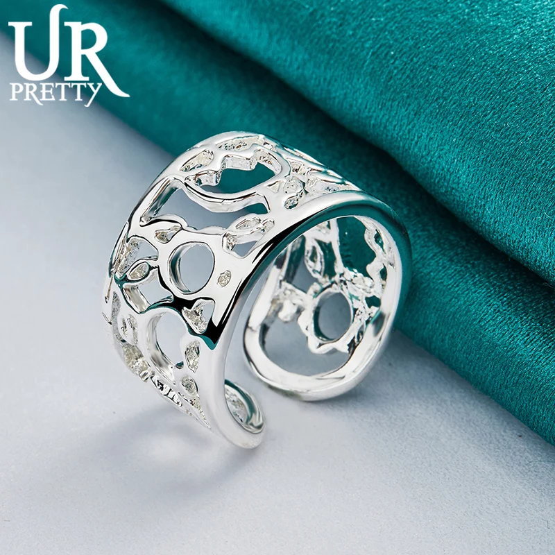 

925 Sterling Silve Adjustable Opening Hollow Pattern Ring for Woman Party Gifts Engagement Wedding Anniversary Fashion Jewelry