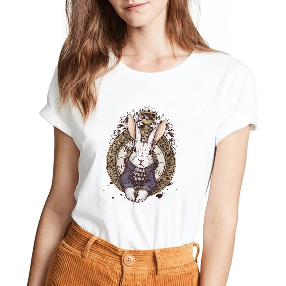 

Ropa De Mujer Casual Ladies Clothes Camiseta ComfortDisney Alice In Wonderland Print T Shirt Women O-neck Short Sleeve T-shirt