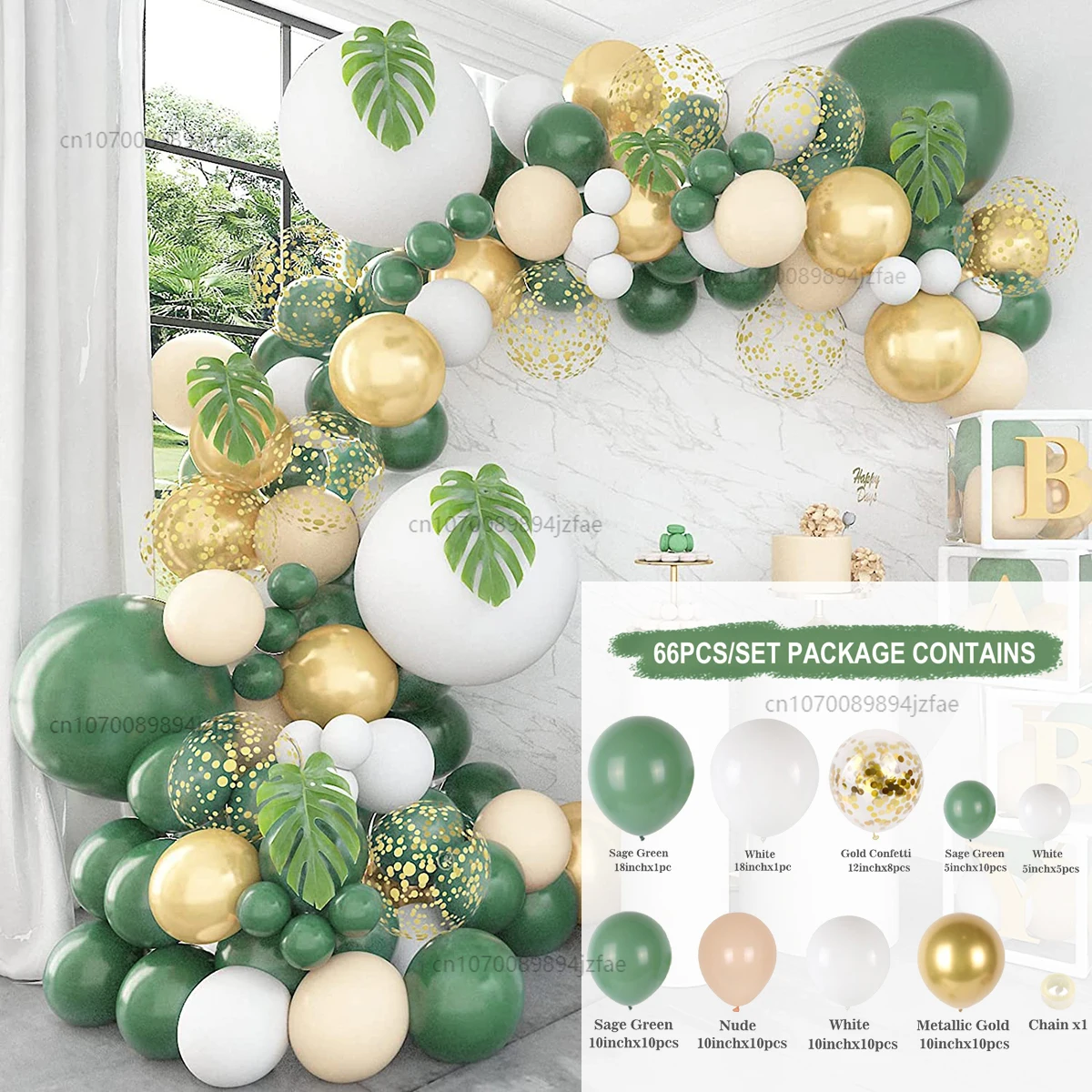 

Зеленая латексная гирлянда с воздушными шарами, украшение для вечеринки в честь Дня рождения ребенка, украшение воздушного шара в виде диких джунглей на 1-й день рождения