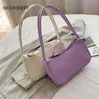 Новинка 2022, женская сумочка из мягкой искусственной кожи фиолетового цвета в стиле ретро, однотонные дамские сумочки, модный дизайн, маленькие сумки на плечо для девушек
