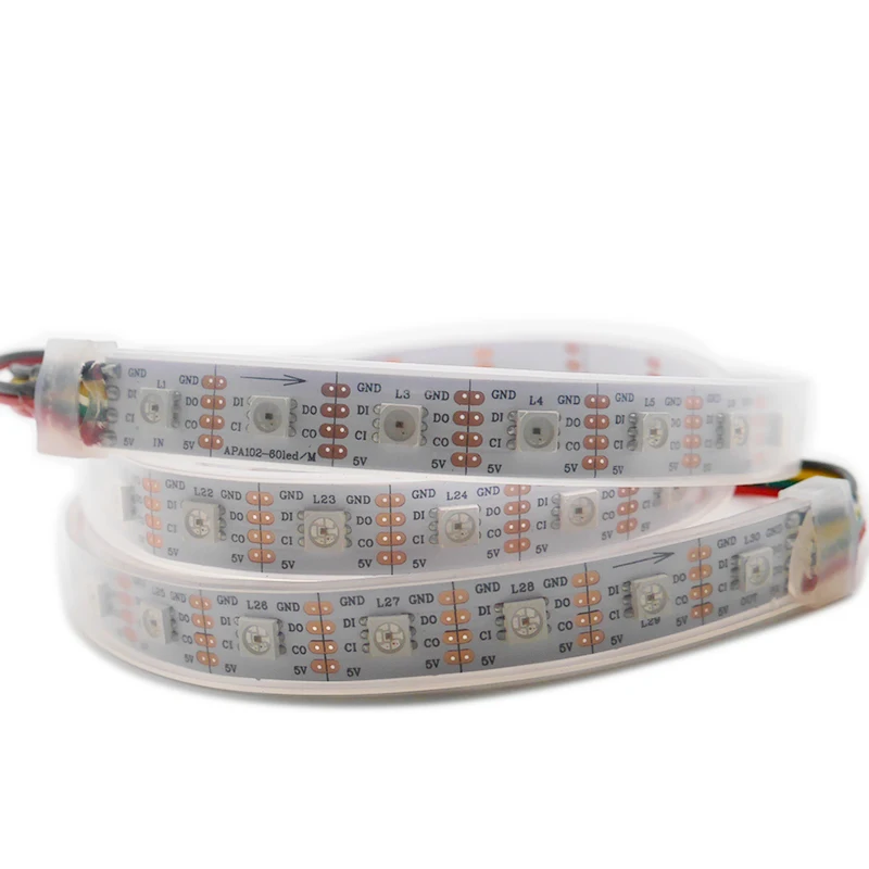 

Светодиодная цифровая лента APA102, умная Пиксельная лампа 30/60/144 светодисветодиодный, s/M RGB Светодиодная лента, 5 в постоянного тока, IP30/IP65/IP67, ад...