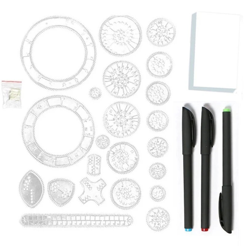 

28Pcs Creative Spirograph Drawing Set Interlocking Gears Wheels Painting Drawing Accessories Wanhua Ruler