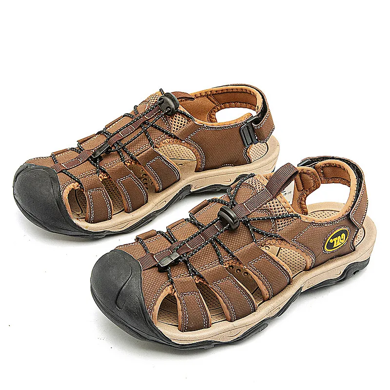 Summer Classic Brown Leather Beach Sandals Men Outdoor Sports Shoes Size 48 Non-slip Trekking Sneakers Men sandalias hombre 2022