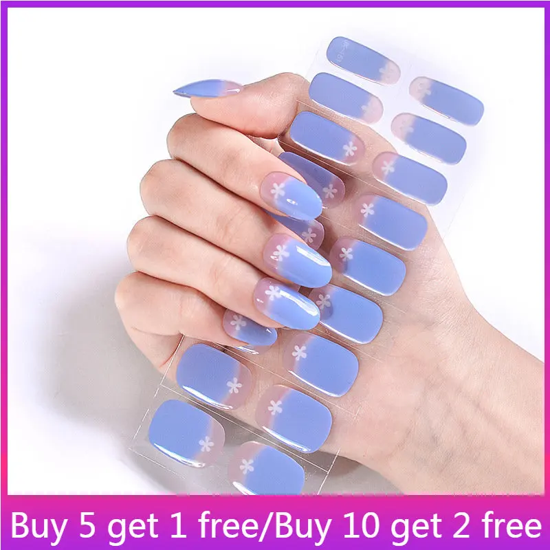 

Эротичные синие полутвердые гелевые наклейки для ногтей, водостойкие долговечные наклейки для ногтей, самоклеящиеся Обертывания для ногтей, украшение для маникюра