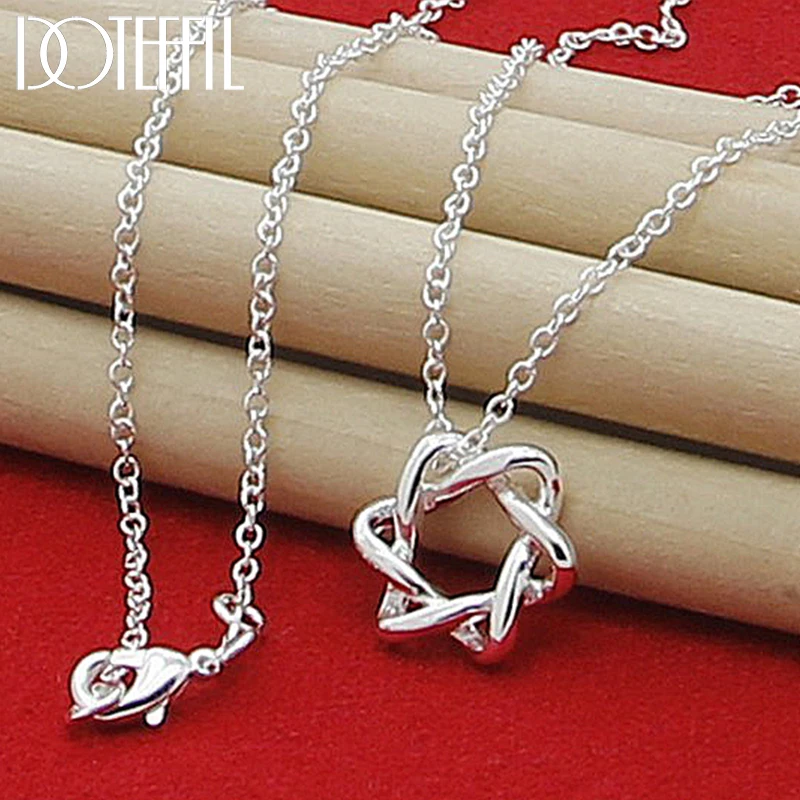 

DOTEFFIL 925 Sterling Silver Six Star Pendant Necklace 18 Inch Chain For Women Wedding Engagement Party Fashion Charm Jewelry