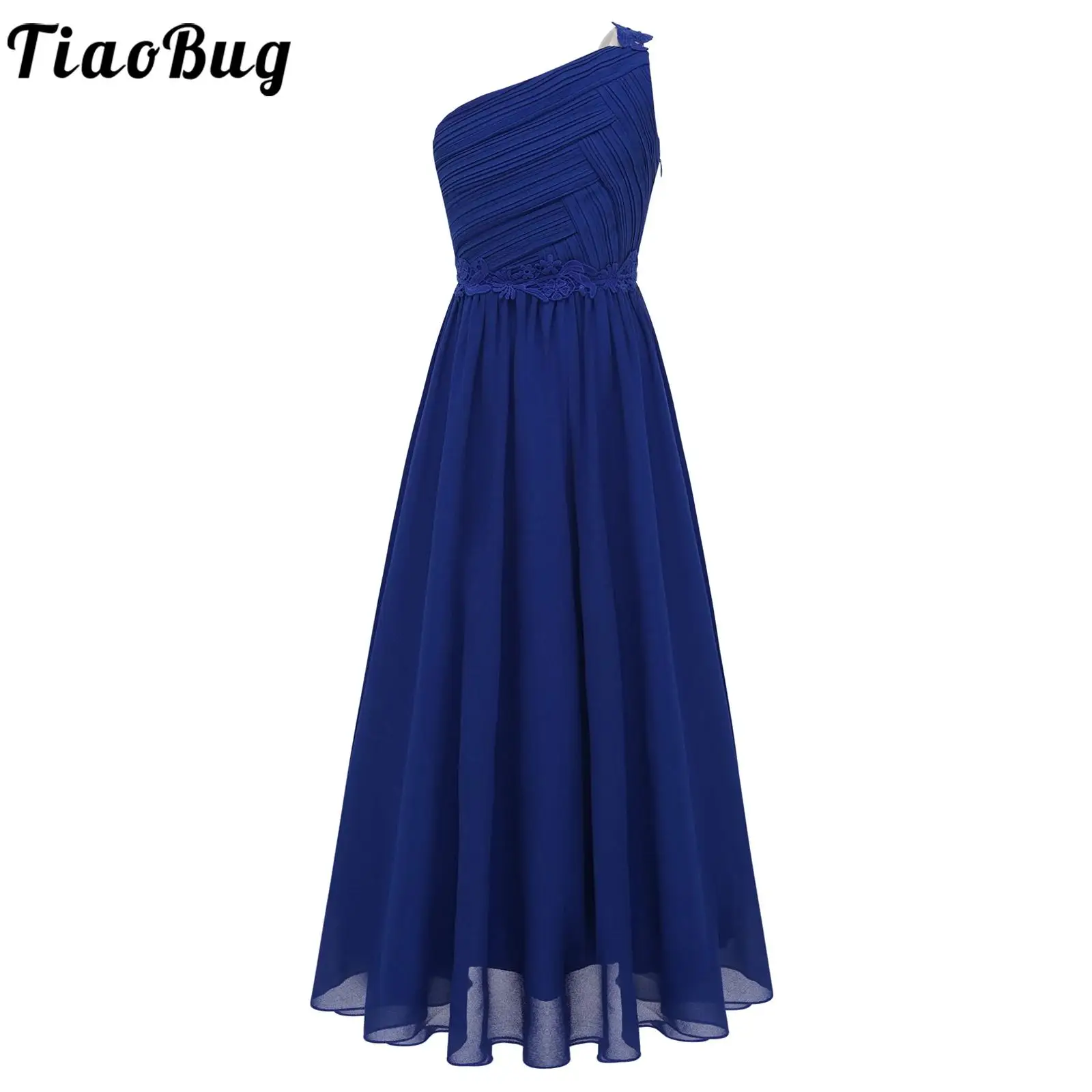 Детское шифоновое платье на одно плечо с блестящими бусинами