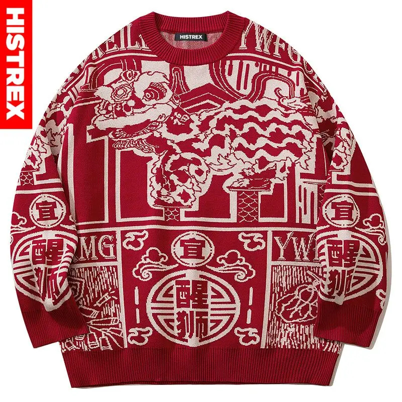 

Мужской свитер в китайском стиле историкс, Повседневный пуловер, Повседневная брендовая однотонная одежда из 100% хлопка, мужские и женские с...