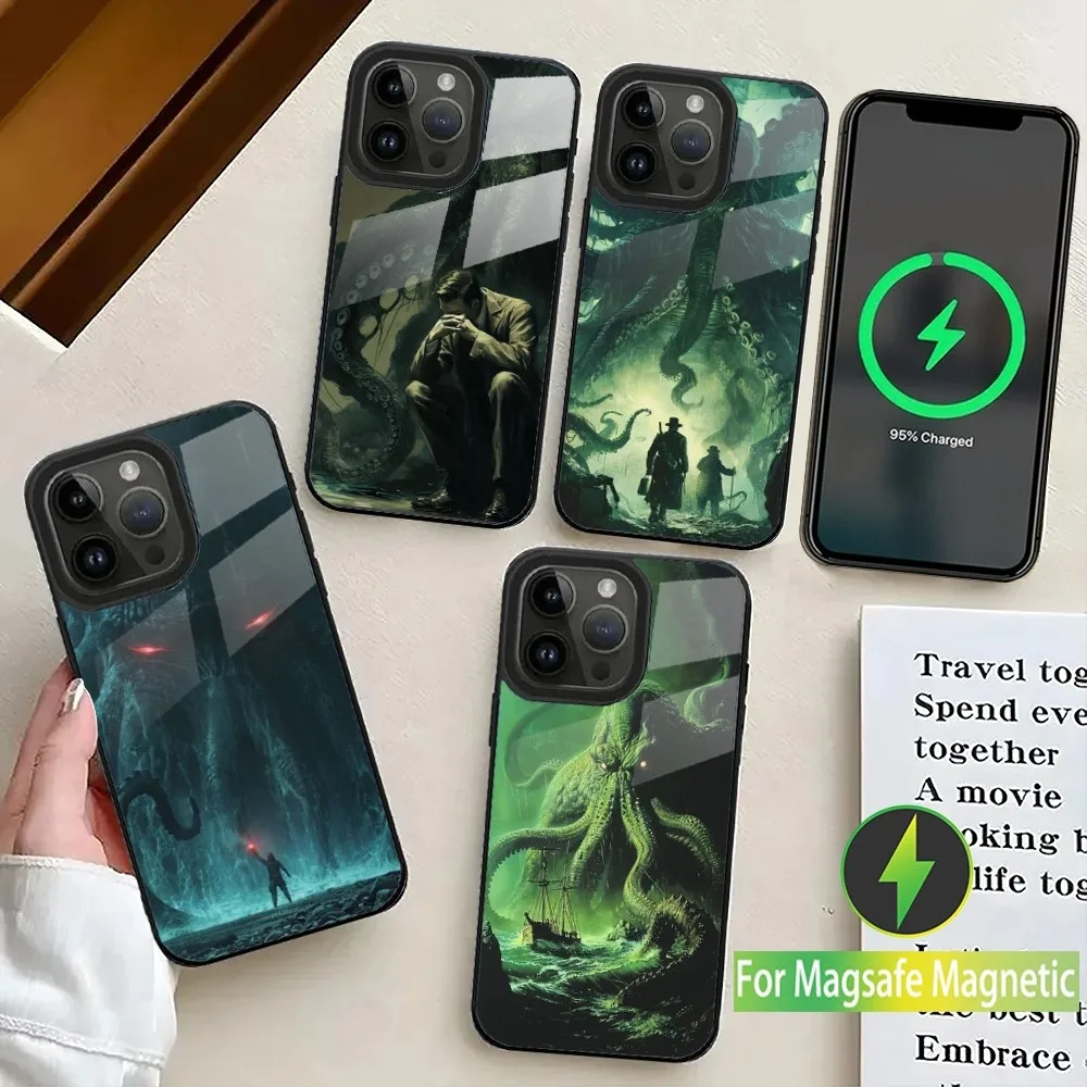 Чехол для телефона Cthulhu Mythos iPhone 16 15 14 13 12 11 Plus Pro Max Mini Magsafe с магнитной беспроводной