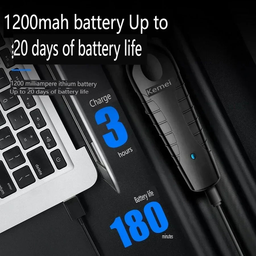 Полностью металлический профессиональный триммер для волос Kemei мужчин литиевый