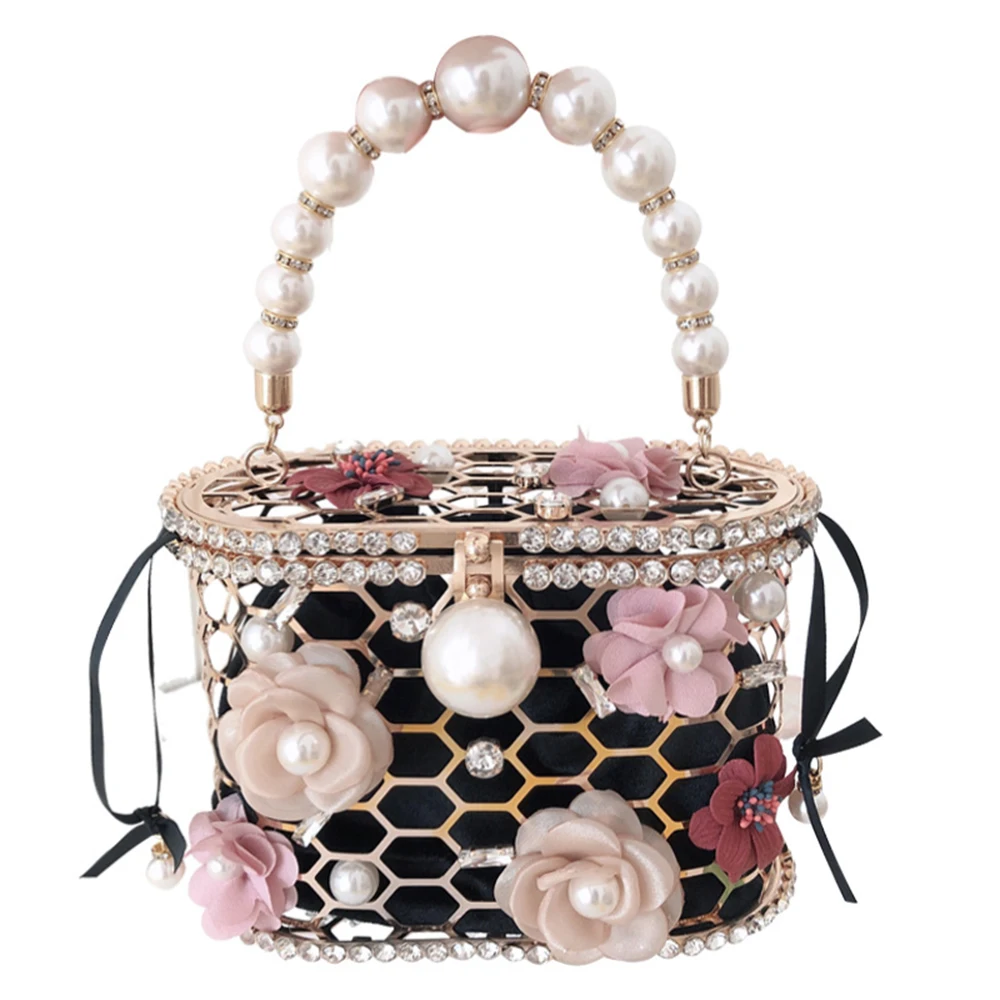 

Diamond Evening Bags For Women Luxury Brand Handbags Female Pearl Beading Party Purse Ladies New Fashion Flowers Design Satchels