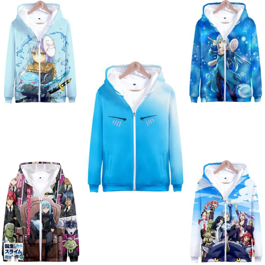 

2022 New Anime That Time I Got Reincarnated As A Slime Cosplay Costume 3D Hoodies Zipper Hooded Sweat