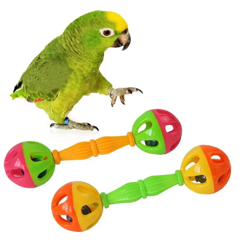 

2 Pcs Bird Parrot Toy Rattle Birds Fun Exercise Plastic Double-headed Bell Pet Toys