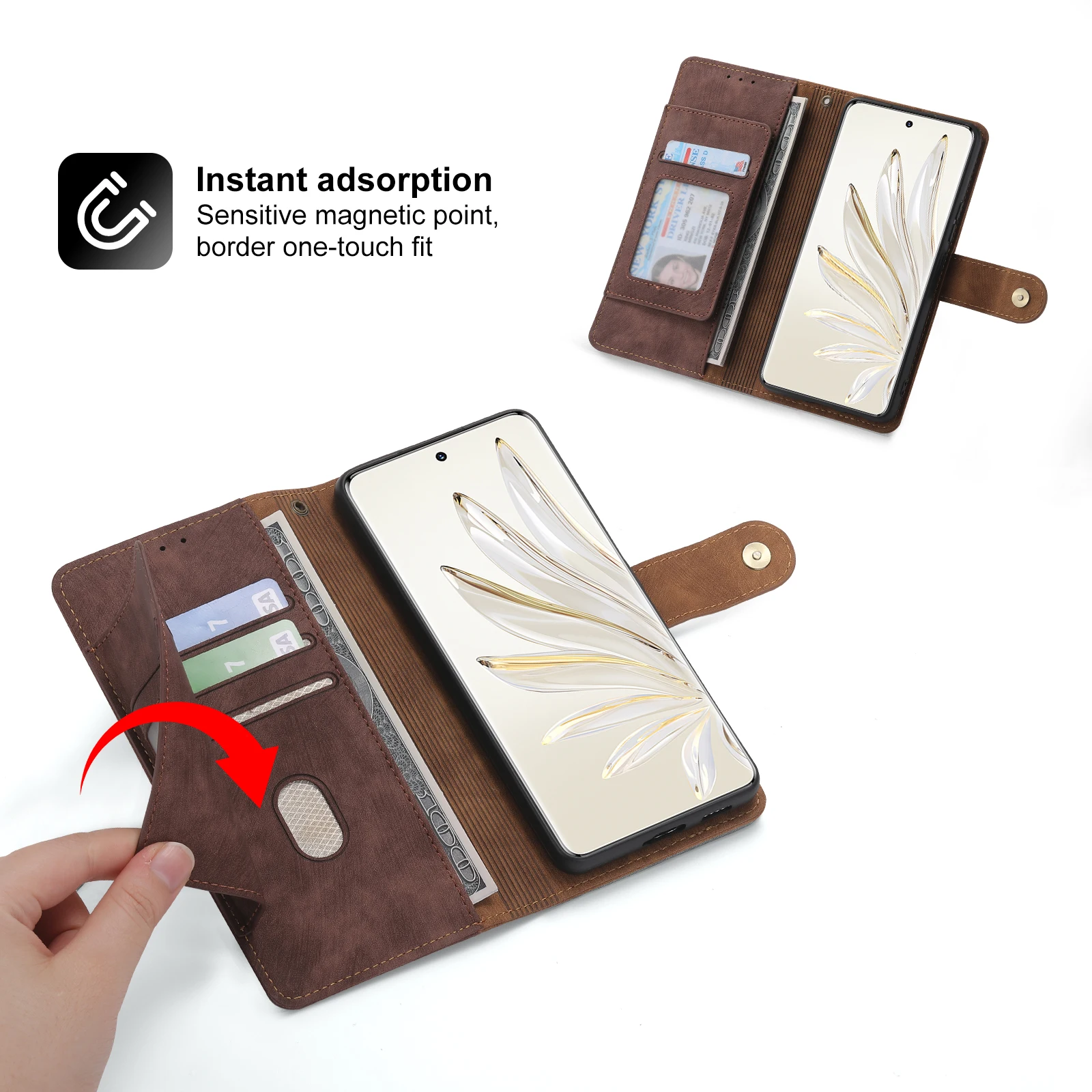 Флип-чехол кожаный для Honor 80/70/60/50/SE/30 Pro/X9/X8/X7/20/10 Lite/20i/10i/9X/9A/9C/9S