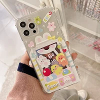 for iphone 13 11 12 pro max 7 8plus cute rabbit doll machine clear cover for iphone x xr xsmax shockproof card holder phone case