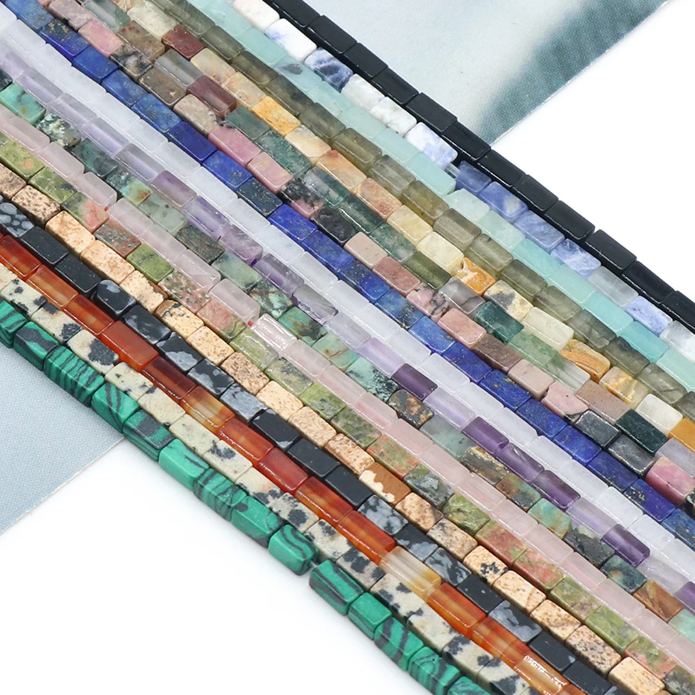 

2022 Small Beads Rectangle Natural Stone Crystal Amazonite Beading for Jewelry Making Supplies diy Necklace Gift Wholesale 2x4mm