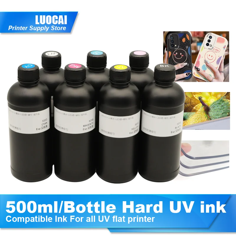 

Hard Ink 500ML Bottle LED UV Ink For Epson L800 L805 L1800 R290 R330 1390 1400 1410 1500W UV Printer Ink Universal UV Ink