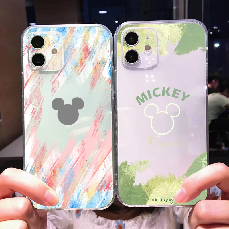 

Color Mickey Mouse Logo For iPhone 11 Pro Max 12 13 Pro Mini X XR XS Max Se2 6 6S 7 8 Plus Clear Phone Case Shell TPU Soft