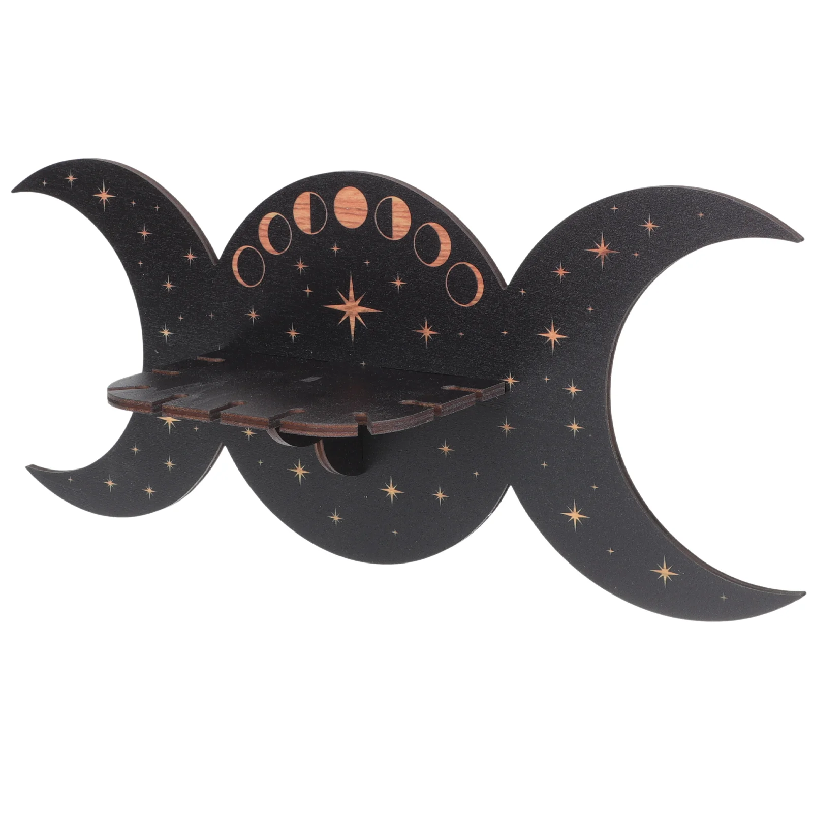 

Delicate Wooden Moon Phase Wall Mounted Crystal Rack Crystal Display Shelf Crystal Stones Wall Shelf