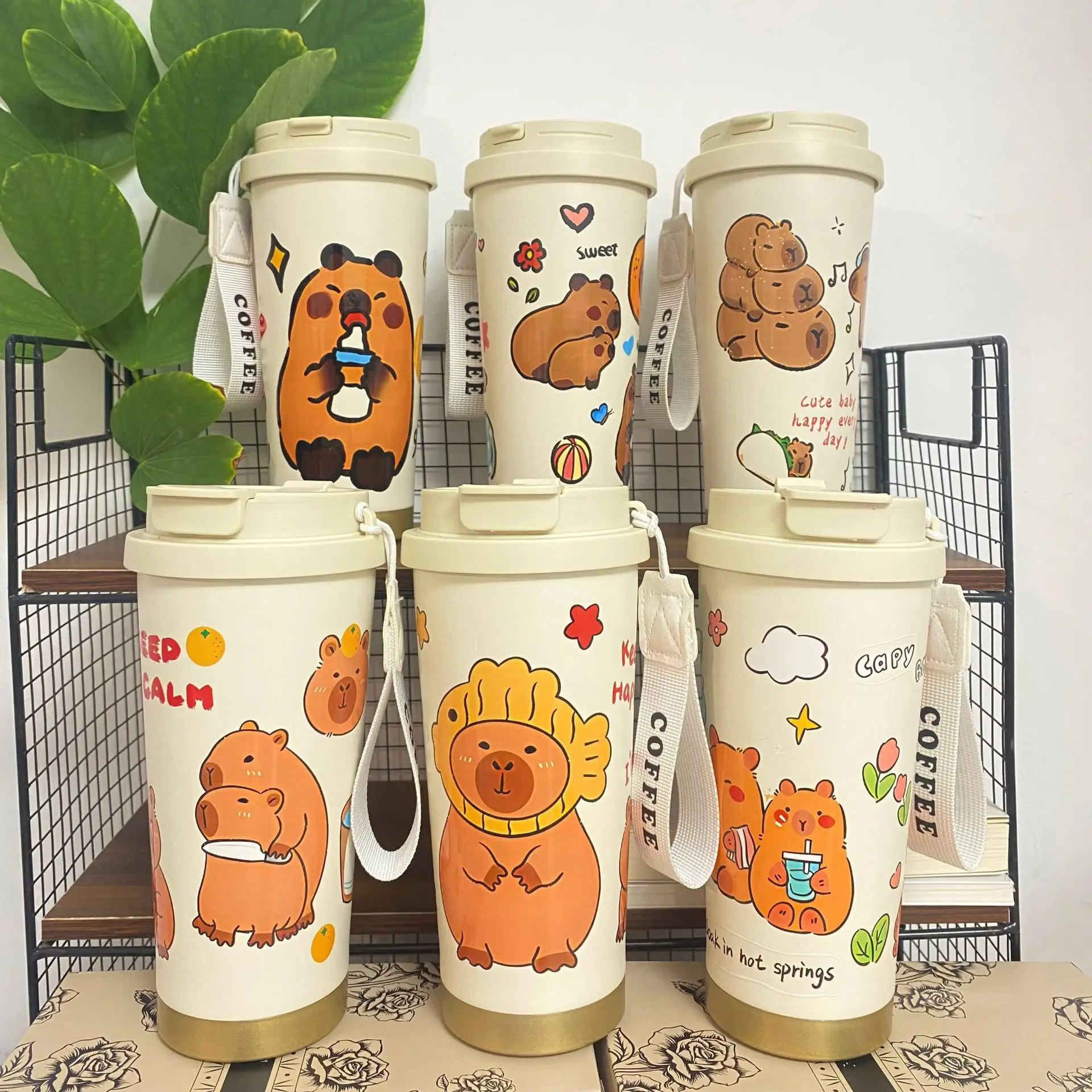 Термокружка Cartoon Capybara из нержавеющей стали 530 мл