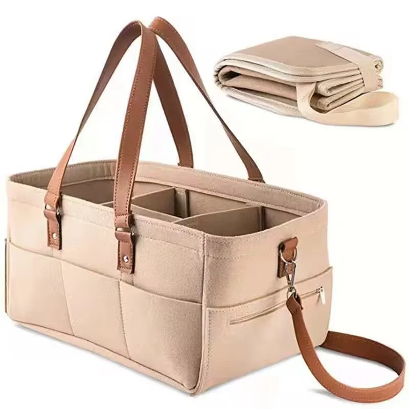 

Детский войлочный органайзер для хранения, корзина, сумка для детских подгузников с ручкой, подгузник для смены детских подгузников, большо...