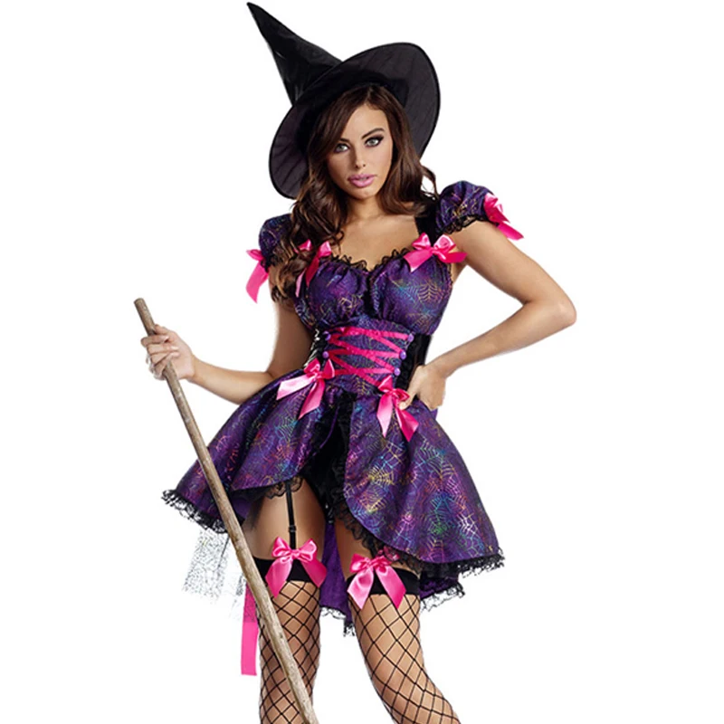 

Halloween Multiple Witch For Woman Costume Carnival Cute Magic Sorceress Playsuit Cosplay Fancy Party Dress