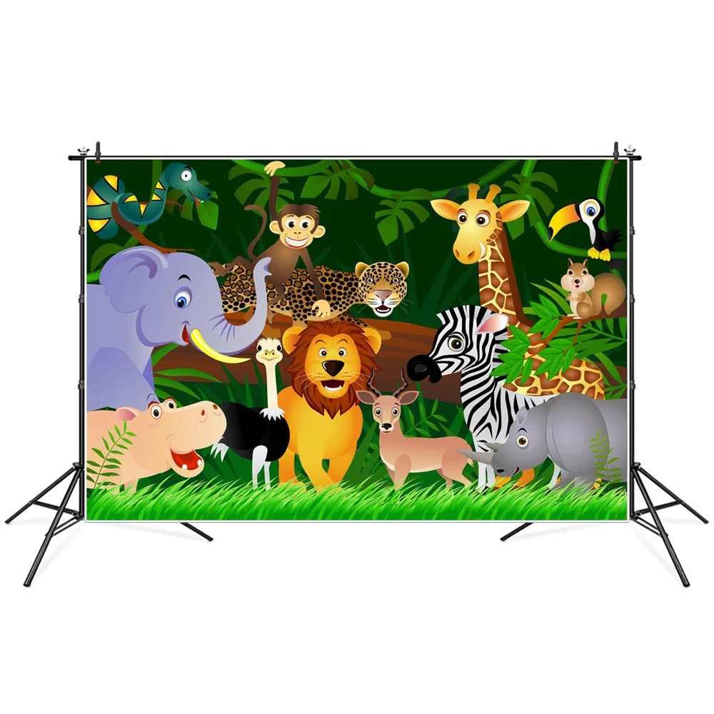 

Safari Party Photography Backgrounds Tropical Jungle Forest Animals Custom Baby Kid Birthday Home Decoration Photocall Backdrops